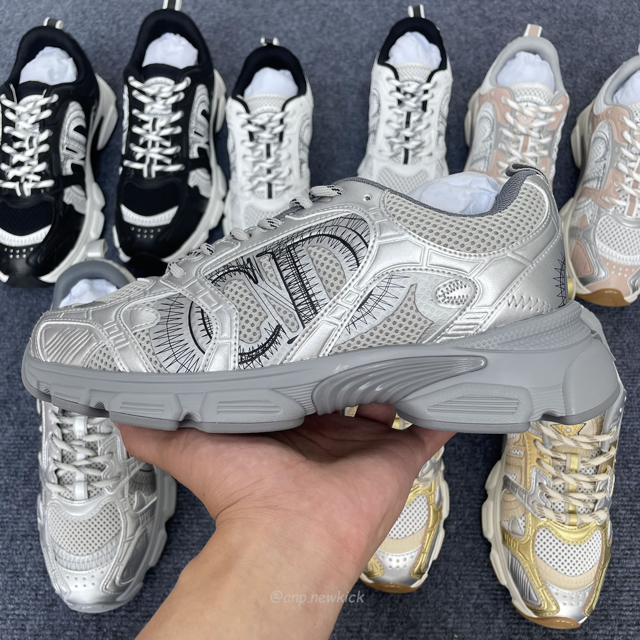 Dior Chrono Sports Shoes With Mesh Fabric And Faux Leather Trim (14) - newkick.org